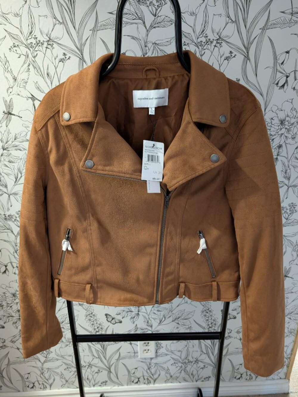 Cupcakes and Cashmere Faux Suede Moto Jacket Butterscotch NWT L